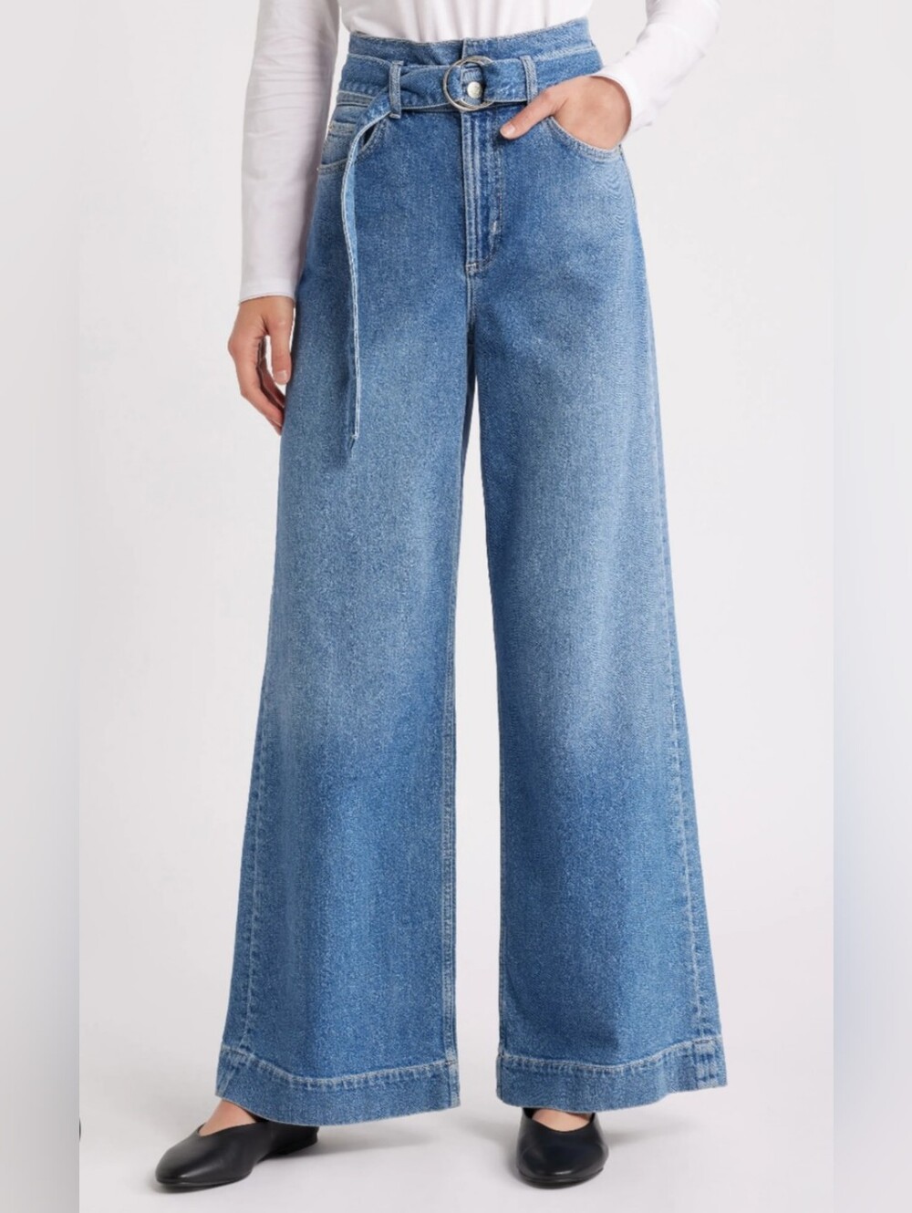 Rails Denim Descanso Cadet Blue Wide Leg Belted Jeans Size 26 MISSING BELT
